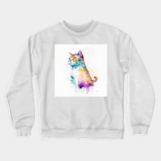 Tabby Cat Portrait In Watercolors & Pen Crewneck Sweatshirt